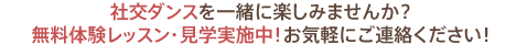 社交ダンスを一緒に楽しみませんか？お気軽にご連絡ください！